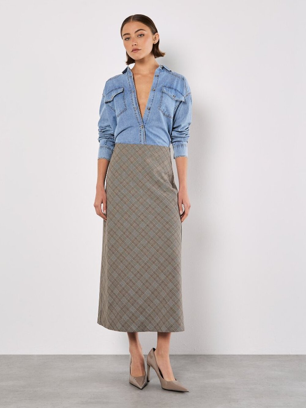Plaid A Line Skirt